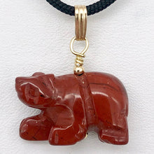 Load image into Gallery viewer, Natural Braciated Jasper Bear 14Kgf Pendant | 13x18x9mm | Dark Brick Red - PremiumBead Primary Image 1
