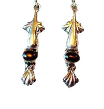 Load image into Gallery viewer, Exotic! Bali Oval Red Garnet 925 Sterling Silver Drop/Dangle Earrings! 4737
