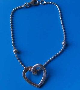 Love! Floating Heart Sterling Silver 7" Bracelet (5 Grams) 10064A - PremiumBead Alternate Image 2