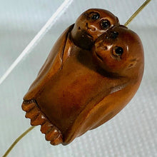 Load image into Gallery viewer, Carved Boxwood Bats Bead Looking At U Ojime/Netsuke Bead - PremiumBead Alternate Image 2