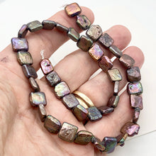 Load image into Gallery viewer, 5 Beads of Peacock Bronze Square Coin FW Pearls 009454