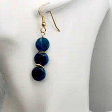 Load image into Gallery viewer, Dazzle Blue Apatite 10mm Coin14K Gold Filled Earrings | 2 Inch Drop |