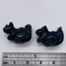 Load image into Gallery viewer, Just Nuts 2 Blue Goldstone Squirrel Animal Beads | 22x15x10mm | Blue Black