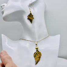 Load image into Gallery viewer, Jasper 14K Gold Filled Set Leaf | 2 1/2" Long | Tan | 1 Earrings and Pendant |