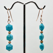 Load image into Gallery viewer, Unique Natural USA Turquoise 14K Rose Gold Filled Earrings | 1 3/4" Long |
