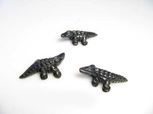 Load image into Gallery viewer, Gators 2 Carved Hematite Alligator Beads | 28x14x7mm | Silver black - PremiumBead Primary Image 1