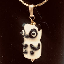 Load image into Gallery viewer, Lampwork Glass Panda 14K Gold Filled Pendant | 1 1/4" Long | White/Black | 1 |