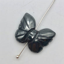 Load image into Gallery viewer, Iron Butterfly 2 Hand Carved Hematite Butterfly Beads | 21x18x5mm | Silver black - PremiumBead Alternate Image 3