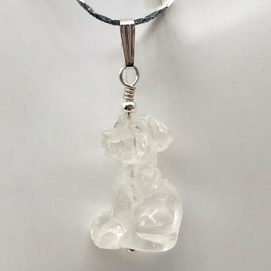 Semi Precious Stone Jewelry Faithful Dog Pendant Necklace of Quartz/Silver - PremiumBead Primary Image 1