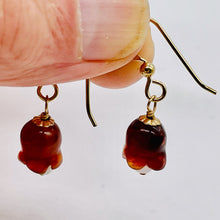 Load image into Gallery viewer, Carnelian Pearl 14K Gold Filled Earrings | 1 1/8" Long | Red /White | 1 Pair |