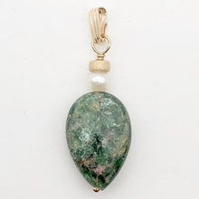 Load image into Gallery viewer, Rare Ruby Fuchsite and Pearl 14K Gold Filled Pendant | 18x12x5mm | 1 1/4" Long |