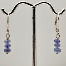 Load image into Gallery viewer, Tanzanite Sterling Silver Lever Back Earrings | 1 Inch Long | 3 Beads |