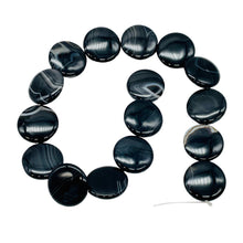 Load image into Gallery viewer, Black &amp; White Sardonyx 25mm Coin Bead 8&quot; Strand 10486HS
