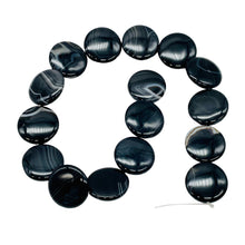 Load image into Gallery viewer, Black & White Sardonyx 25mm Coin Bead 8" Strand 10486HS
