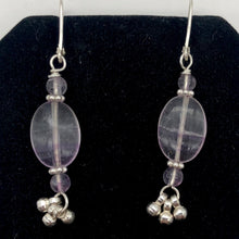 Load image into Gallery viewer, Enchanting Fluorite 15x10mm Bead Dangle Silver Lever Back Earrings! | 2" Long |