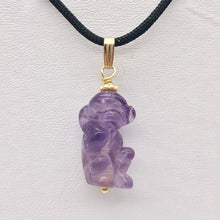 Load image into Gallery viewer, Swingin&#39; Hand Carved Amethyst Monkey and 14K Gold Filled Pendant 509270AMG - PremiumBead Alternate Image 10
