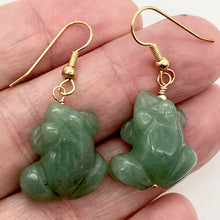 Load image into Gallery viewer, Aventurine Frog 14k Gold Filled Earrings| Semi Precious Stone Jewelry | 1 1/2" |