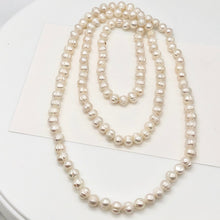 Load image into Gallery viewer, Natural White Freshwater 7mm Pearl 36 inch Strand Necklace