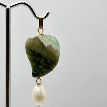 Load image into Gallery viewer, Pretty Ocean Jasper Carved Autumn Leaf Bead and Pearl Pendant | 1 3/4" Long |