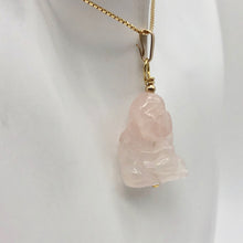 Load image into Gallery viewer, Namaste Hand Carved Rose Quartz Buddha and 14k Gold Filled Pendant, 1.5" Long - PremiumBead Alternate Image 3