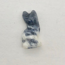 Load image into Gallery viewer, Adorable! 2 Sodalite Sitting Carved Cat Beads | 21x14x10mm | Blue white
