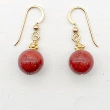 Load image into Gallery viewer, Red Sponge Coral 11mm Round Drop/Dangle Earrings | 1 3/8" Long | Red | 1 Pair |