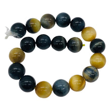 Load image into Gallery viewer, HawkeyeTigereye 16" Strand Round | 10 mm | Blue/Golden Brown | 38 Beads |