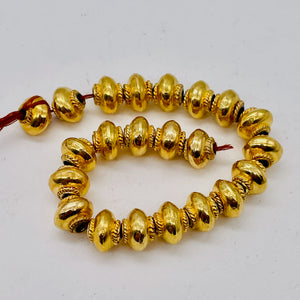 Gold Plated Copper w/Braid 1.5g Roundel Beads | 12x9.5mm | Copper | 4 Beads |
