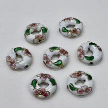 Load image into Gallery viewer, 7 Flowers White Cloisonne 15x4mm Pi Circle Beads 8637A
