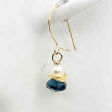 Load image into Gallery viewer, London Blue Topaz and Pearl 14K Gold Filled Drop | Blue/White/Gold | 1 Earrings|