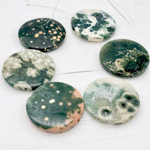 Load image into Gallery viewer, White Gray Green Gold Ocean Jasper Pendant Bead Half Strand| 36mm | 6 beads |