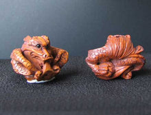 Load image into Gallery viewer, Carved & Signed Boxwood Crouching Dragon Ojime/Netsuke Bead - PremiumBead Primary Image 1