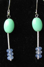 Load image into Gallery viewer, Green Peruvian Opal - Blue Chalcedony Sterling Silver Earrings 5799 - PremiumBead Alternate Image 3