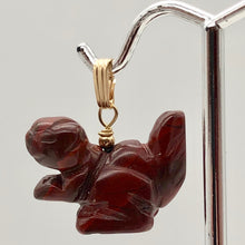Load image into Gallery viewer, Jasper Squirrel Pendant Necklace | Semi Precious Stone Jewelry | 14k gf Pendant