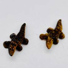 Load image into Gallery viewer, Gators 2 Carved Tigereye Alligator Beads | 28x14x7mm | Golden Brown