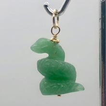 Load image into Gallery viewer, Sssslither! Carved Aventurine Snake 22K Vermeil Gold Pendant 509278AVG