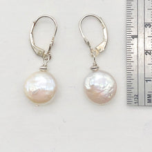 Load image into Gallery viewer, Creamy White Coin FW Pearl Lever Back Earrings | 1 1/4" Long | White | 1 Pair |