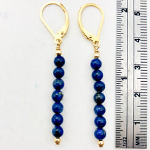 Load image into Gallery viewer, Lapis Lazuli and 14K gf Semi Precious Stone Earrings | 4mm Lapis | 2" Long | - PremiumBead Alternate Image 5