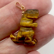 Load image into Gallery viewer, Tiger's Eye Tyrannosaurus Rex Dinosaur Pendant Necklace|14k Gold Filled Jewelry