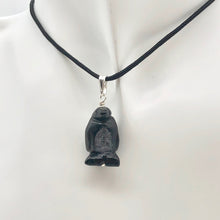 Load image into Gallery viewer, Tuxedo Obsidian Penguin Sterling Silver Pendant, Black and White 509273OB - PremiumBead Alternate Image 2