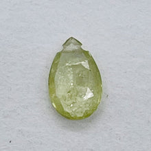 Load image into Gallery viewer, Sapphire 1.3ct Flat Faceted Briolette Pendant Bead | 9x6x3mm | Pale Green | 1 |

