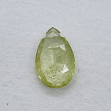 Load image into Gallery viewer, Sapphire 1.3ct Flat Faceted Briolette Pendant Bead | 9x6x3mm | Pale Green | 1 |