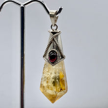 Load image into Gallery viewer, Carved Topaz Ruby Sterling Silver Pendant | 1 3/4" Long | Golden Red | 1 Pendant