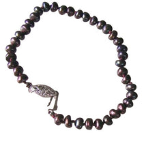 Load image into Gallery viewer, Chocolate Freshwater Pearl and Sterling Silver 7 inch Bracelet 9916P