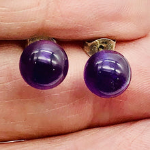 Load image into Gallery viewer, Amethyst 8mm Sterling Silver Stud Ball Earrings | 8mm | Purple | 1 Earrings