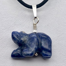 Load image into Gallery viewer, Roar! Hand Carved Natural Sodalite Bear Sterling Silver Pendant - PremiumBead Alternate Image 5