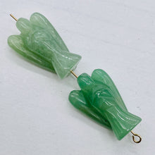 Load image into Gallery viewer, 2 Loving Hand Carved Green Aventurine Guardian Angels 9284AV | 21x14x8mm | Green