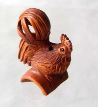Load image into Gallery viewer, Rise & Shine Carved Boxwood Rooster Ojime/Netsuke Bead | 31x20x16mm | Brown - PremiumBead Primary Image 1
