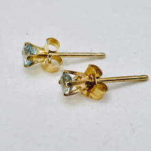 Load image into Gallery viewer, Aquamarine 14K Gold 3mm Round Post Earrings | 3mm | Aqua | 1 Pair |