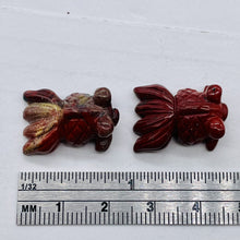 Load image into Gallery viewer, Wondrous 2 Carved Brecciated Jasper Gold Fish Beads | 23x11x5mm | Red